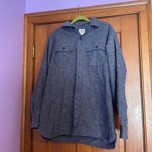 L.L. Bean Men's Blue Striped Chamois Shirt